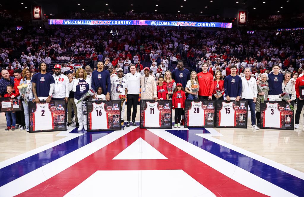 What Tommy Lloyd, Pelle Larsson, Oumar Ballo, Caleb Love, Keshad Johnson, and Grant Weitman said in Arizona's Senior Day Postgame Comments.