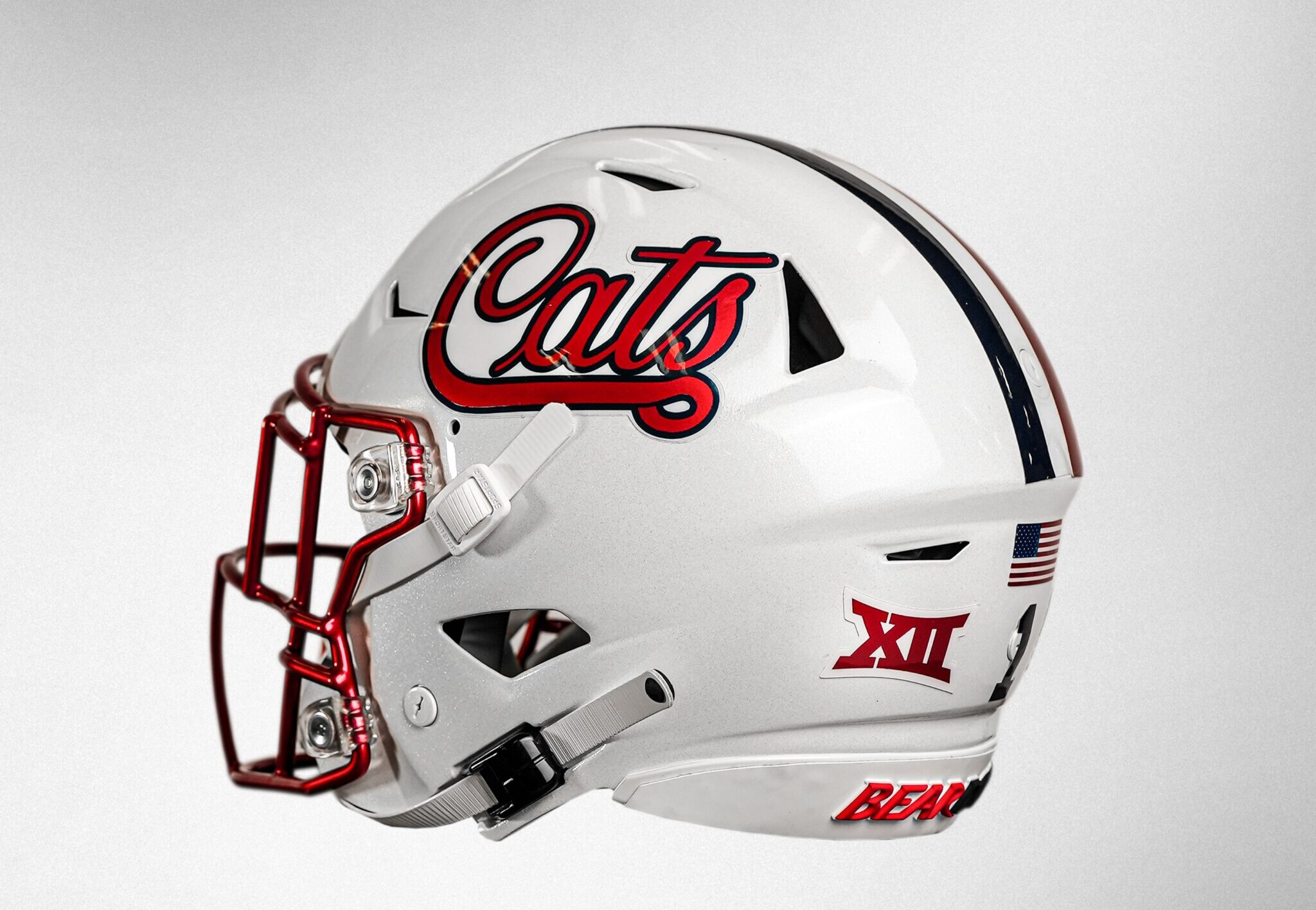 Arizona Football is set to debut a new alternate helmet in the 2024 season, featuring a cursive "Cats" decal and chrome-red face mask.