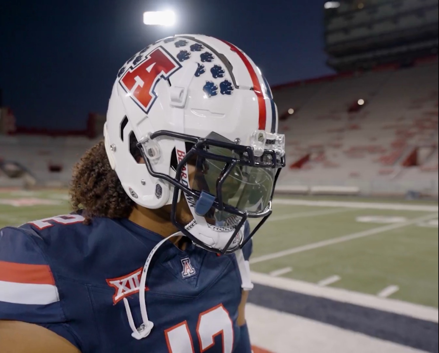 Arizona has unveiled a retro throwback helmet featuring the 1980's Block A logo and paw print stickers for Retro Night against Kansas State.