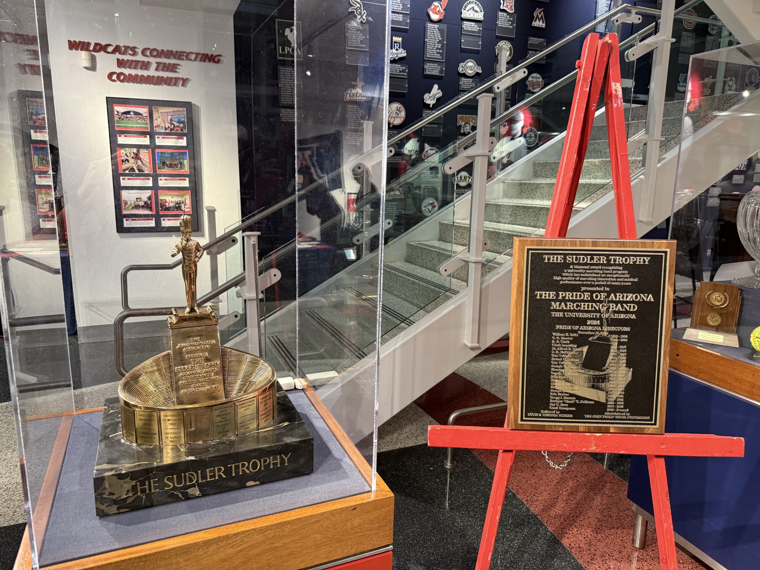 The Pride of Arizona's Sudler Trophy was installed in the Jim Click Hall of Champions at the McKale Center on Thursday.