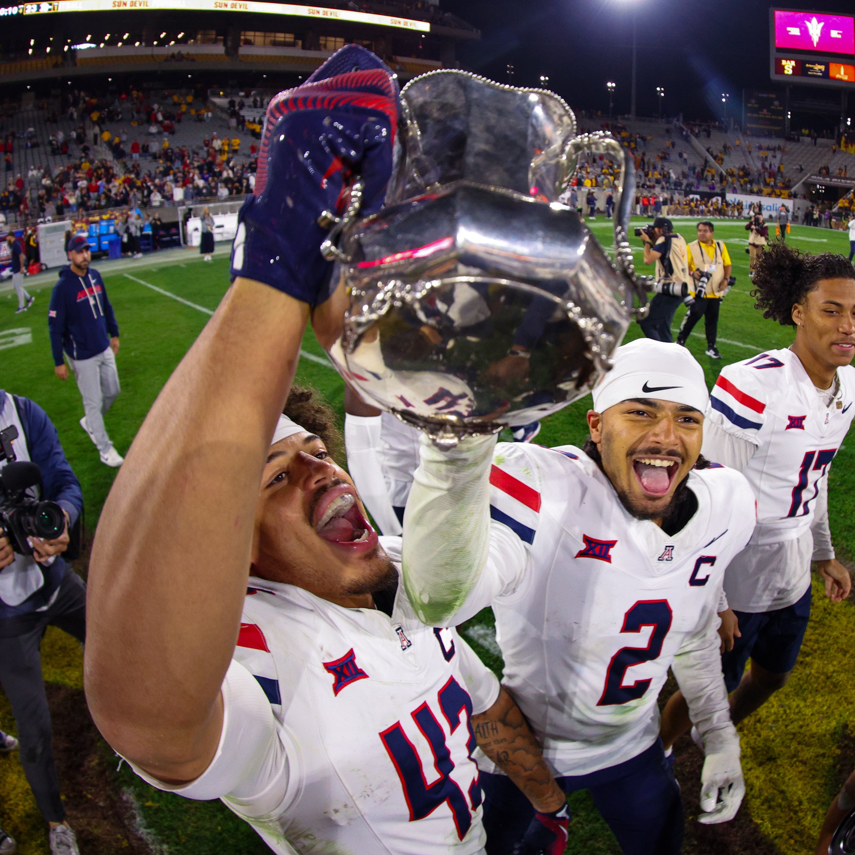 No. 25 Arizona took down No. 20 ASU in the Territorial Cup with a 23-7 win to advance to 9-3 on the season with five straight wins.