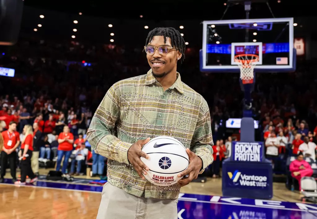 Former Wildcat Caleb Love was officially inducted into the Arizona men's basketball Ring of Honor, becoming the 35th player to do so.