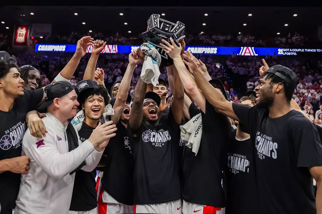 No. 2 Arizona Men's Basketball took down No. 6 Iowa State on Senior Day to secure its first Big 12 regular season title in program history.
