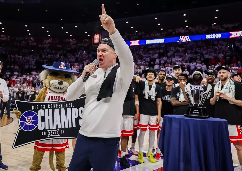 Tommy Lloyd, Jaden Bradley, & Tobe Awaka highlight numerous Arizona Wildcats honors with Big 12 Coach, Player, & Sixth Man of the Year Awards.