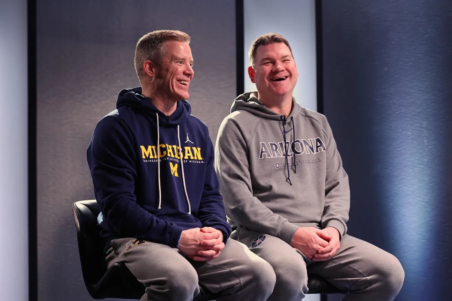 Ahead of the Final Four on Saturday, see what Michigan head coach Dusty May said on Day 1 at Lucas Oil Stadium in Indianapolis.