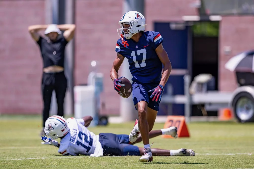 Arizona Football Fall Training Camp Notebook - August 22: Wide receivers won the day, with highlight TDs from Tre Spivey and Isaiah Mizell.